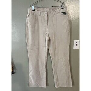 L L Bean Cream Micro Courduroy Boot Cut Pants Spring Womens 16 NWT